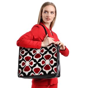 Aaliyah Red Clover Pattern Women Large Tote Bag
