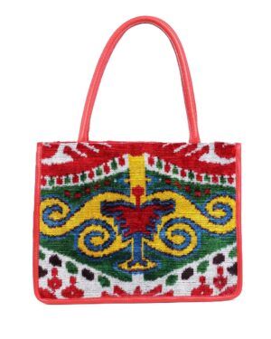 Aleyna Red Tribal Embroidery Women Medium Tote Bag