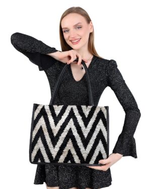 Ltzel Black Chevron Women Medium Tote Bag