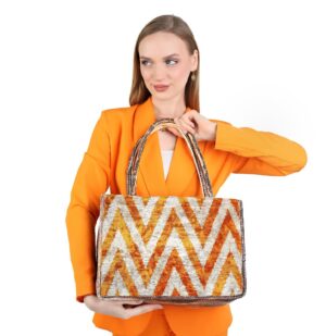 Maria Orange Chevron Women Medium Tote Bag