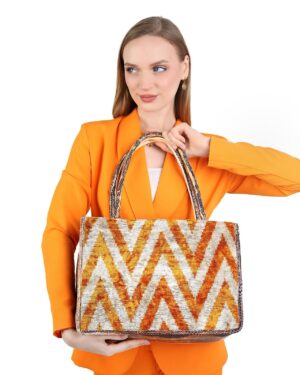Maria Orange Chevron Women Medium Tote Bag