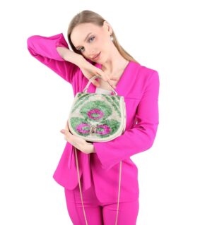 Suzanne Beige Floral Pattern Women Crossbody Bag