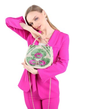 Suzanne Beige Floral Pattern Women Crossbody Bag