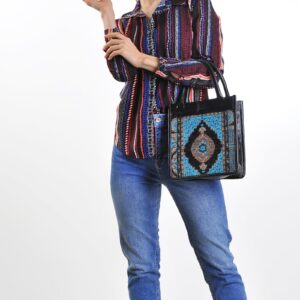 Niamh Blue Aztec Pattern Women Small Tote Bag