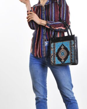 Niamh Blue Aztec Pattern Women Small Tote Bag