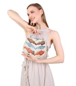 Wendy Beige Chevron Women Crossbody Bag