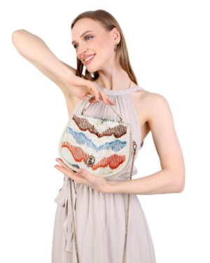 Wendy Beige Chevron Women Crossbody Bag