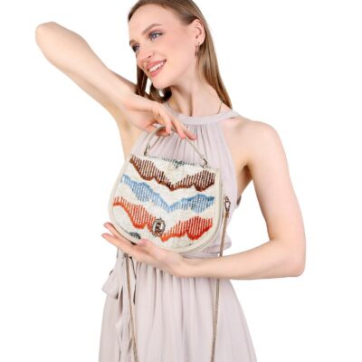 Wendy Beige Chevron Women Crossbody Bag