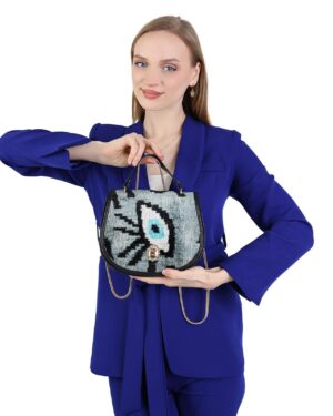 Imelda Grey Eye Pattern Women Crossbody Bag