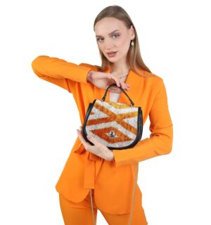 Laurel Orange Chevron Women Crossbody Bag