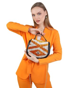 Laurel Orange Chevron Women Crossbody Bag