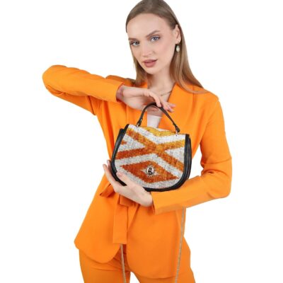 Laurel Orange Chevron Women Crossbody Bag