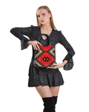 Sally Black Traditional Pattern Women Small Tote Bag