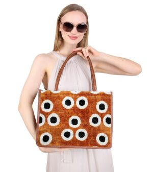 Quincy Tan Polka Dot Women Medium Tote Bag