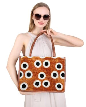 Quincy Tan Polka Dot Women Medium Tote Bag