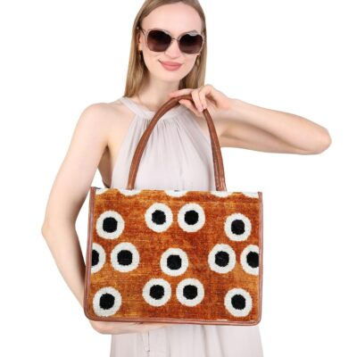 Quincy Tan Polka Dot Women Medium Tote Bag