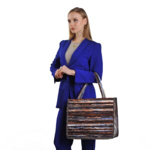 Sinead Brown Striped Women Large Tote Bag