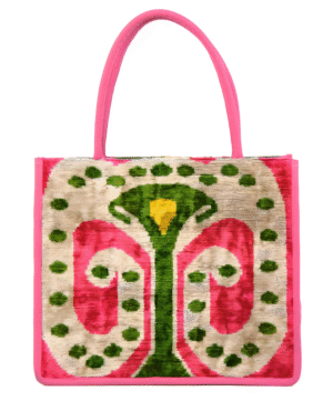 Aishling Pink Green Pattern Women Large Tote Bag