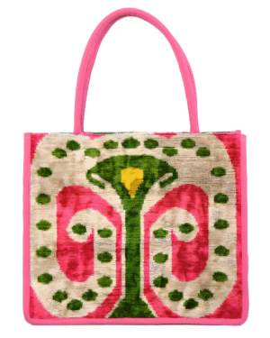 Aishling Pink Green Pattern Women Large Tote Bag