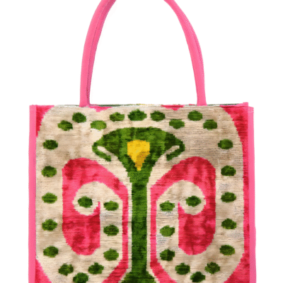 Aishling Pink Green Pattern Women Large Tote Bag