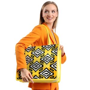 Angela Yellow Tile Pattern Women Large Tote Bag