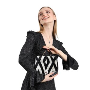 Hazel Black Striped Women Crossbody Bag