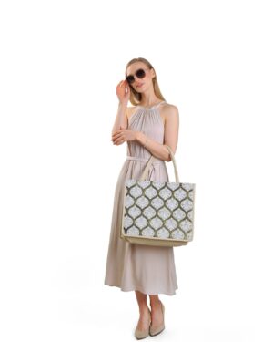 Kate White Round Pattern Women Large Tote Bag