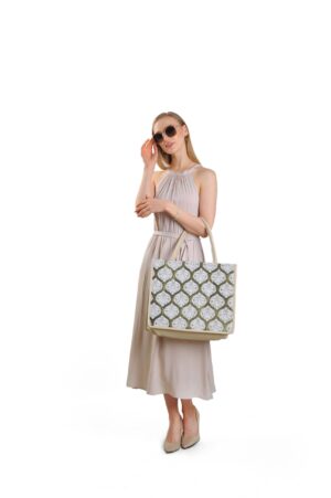 Kate White Round Pattern Women Large Tote Bag
