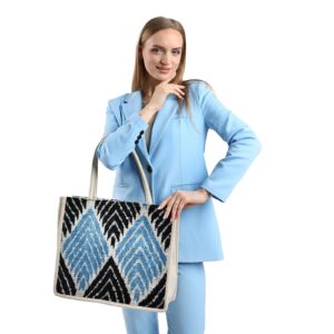 Lena Beige Ikat Women Large Tote Bag