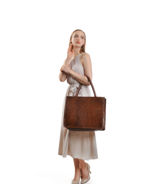 Lola Brown Leather Women Large Tote Bag
