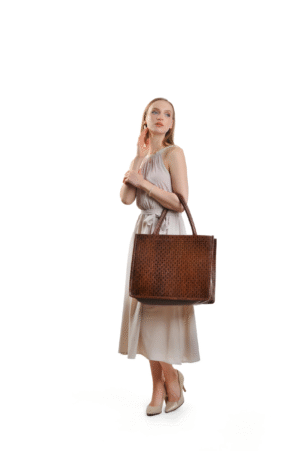 Lola Brown Leather Women Large Tote Bag