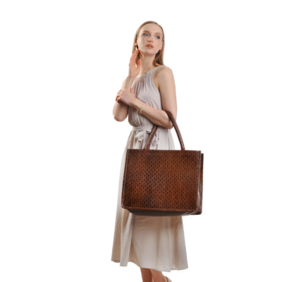 Lola Brown Leather Women Large Tote Bag