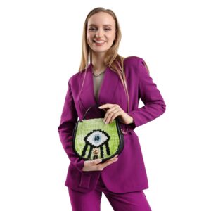 Megan Pistachio Green Eye Pattern Women Crossbody Bag