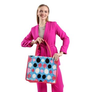 Nikki Multicolor Polka Dot Women Large Tote Bag