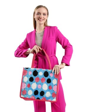 Nikki Multicolor Polka Dot Women Large Tote Bag