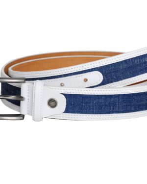 Swindon White Blue Leather Men Belt