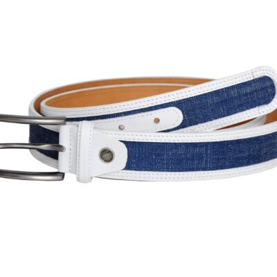 Swindon White Blue Leather Men Belt