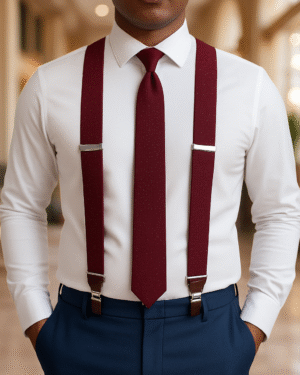 MB O1 Burgundy Dotted Men's Braces