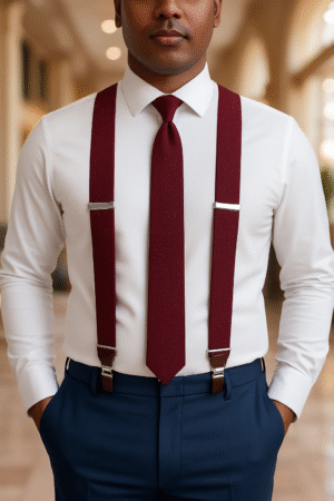 MB O1 Burgundy Dotted Men's Braces