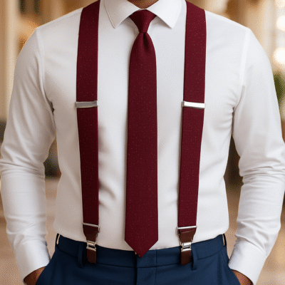 MB O1 Burgundy Dotted Men's Braces