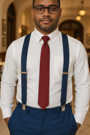 MB 01 Men's Plain Navy Braces