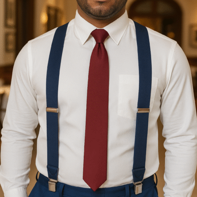 MB 01 Men's Plain Navy Braces