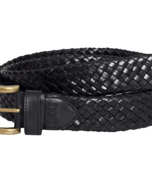Galata Black Plaited Leather Belt