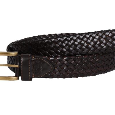 Galata Dark Brown Plaited Leather Belt